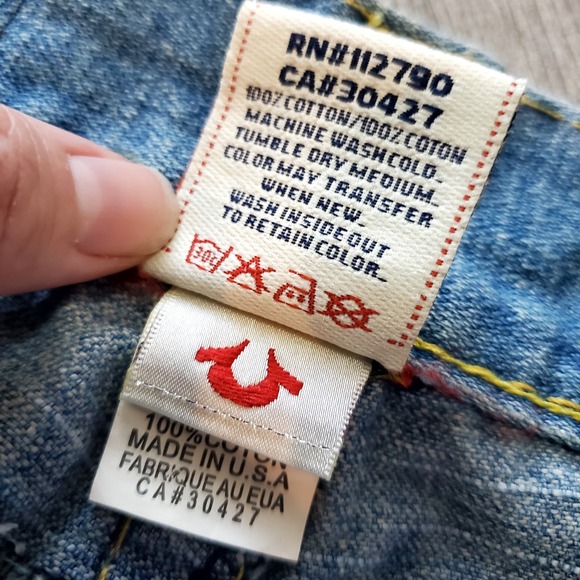 True Religion Billy Super T 32x33 (30x32) Distressed Straight Leg Blue Jeans - Picture 5 of 10